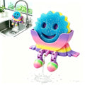 Rainbow Hanging Sponge Holder with Smiley Face  Drainable Kitchen Sink Organizer, Cute Sponge Stand with Blue Scrub Sponge Incl