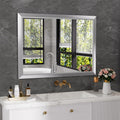 Amorho 40x30 Inch Bathroom Mirror Silver, Thick Metal Framed Wall Mirrors for Over Sink, Brushed Nickel Mirror Perfect for Bedro