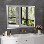 Amorho 40x30 Inch Bathroom Mirror Silver, Thick Metal Framed Wall Mirrors for Over Sink, Brushed Nickel Mirror Perfect for Bedro