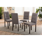 Baxton Studio Andrew Modern and Contemporary 5-Piece Grey Fabric Upholstered Grid-Tufting Dining Set