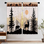 Laifzere Farmhouse Forest Cabin Curtains, Curtains Rustic Wooden Window Curtains 42X63 Inch For Bedroom Living Room Decor, Tree