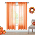Autumn Decor 72 Inch Length Orange Sheer Curtains Set of 2 Panels Rod Pocket Fall Thanksgiving Havest Voile Window Curtains for 