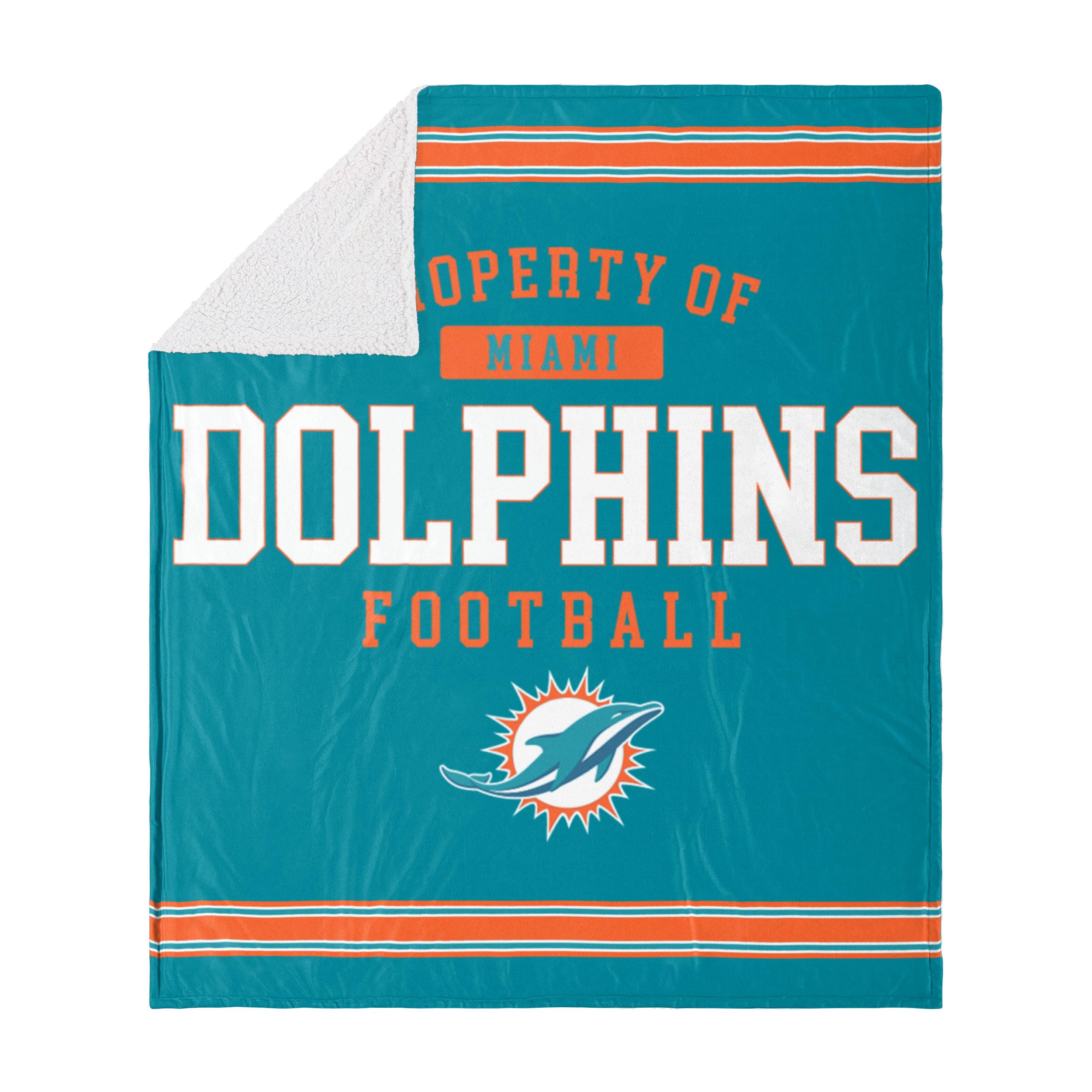 Foco Miami Dolphins Nfl Team Property Of Sherpa Fleece Blanket