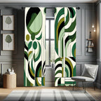 Ambesonne Mid Century Modern Window Curtains Pack Of 2, Leafy Atmosphere Abstract Designed Roundy Branches Swirls Boho, Lightwei
