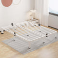 ROIL 7 Inch White King Bed Frame with Rounded Corner and Mattress Retainers, 3500LBS Heavy Duty Steel Slats No Box Spring Needed