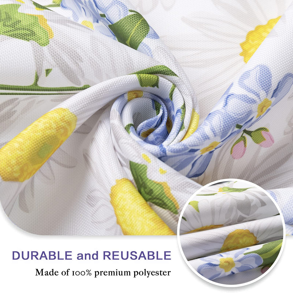 Umineux Outdoor Tablecloth With Umbrella Hole And Zipper, Spring/Summer Waterproof Table Cover For Picnic/Bbq/Garden(60' Round,Daisy)