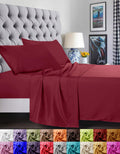Elegant Comfort 1500 Premier Luxury Hotel Quality Super Soft Wrinkle Free And Fade Resistant 4-Piece Bed Sheet Set, Queen Burgun