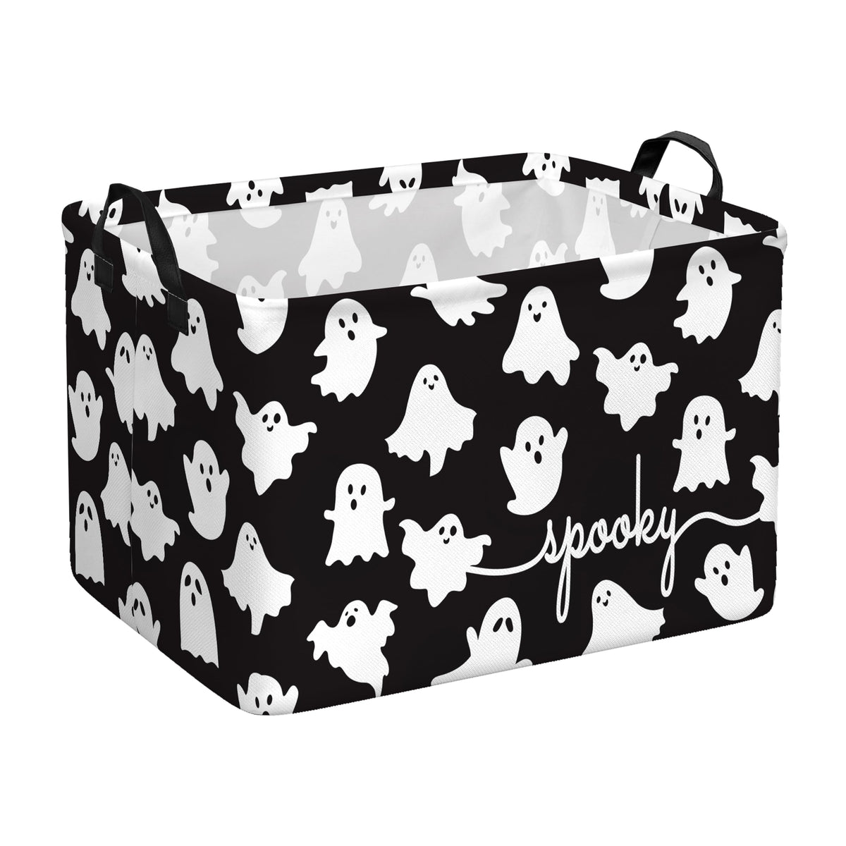 Halloween Ghost Basket Black Boo Spooky Gift Basket with Handles