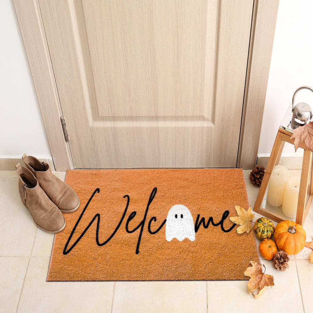 Tinideya Halloween Ghost Welcome Doormat Indoor Outdoor 30 X 18' Front Door Welcome Mat Non Slip Backing Washable Soft Kitchen
