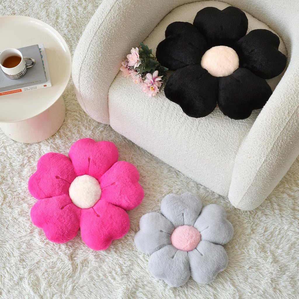 Flower Shaped Pillow, Cute Decorative Throw Pillows With Soft Rabbit Fur For Couch Bed Chair Floor, Christmas Pillow Seating Cus