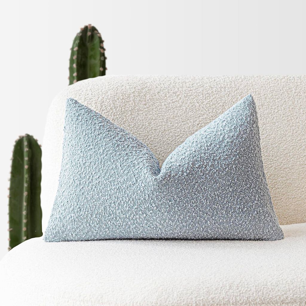 Foindtower Modern Textured Boucle Lumber Throw Pillow Covers Accent Solid Decorative Pillow Cases Cozy Couch Cushion Case for So