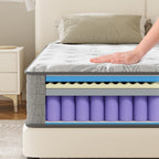 KOW Queen Size Mattress 12 Inch Gel Infused Memory Foam Pocket Spring Hybrid Medium Firm