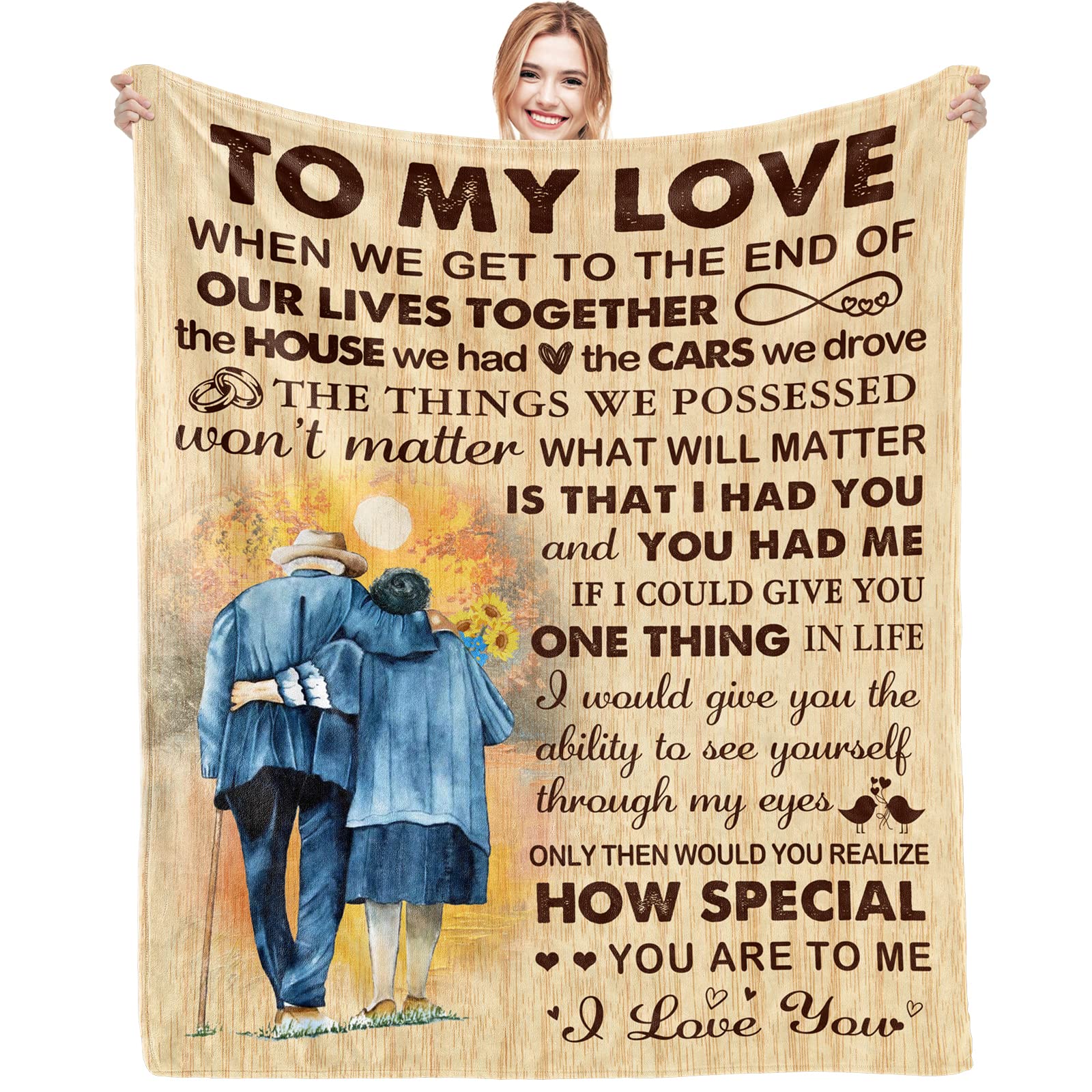 Noilfasiki Anniversary Birthday Gift For Her Him Romantic I Love You To My Love Blanket Mothers Day Ideas For Wife Fathers Valen