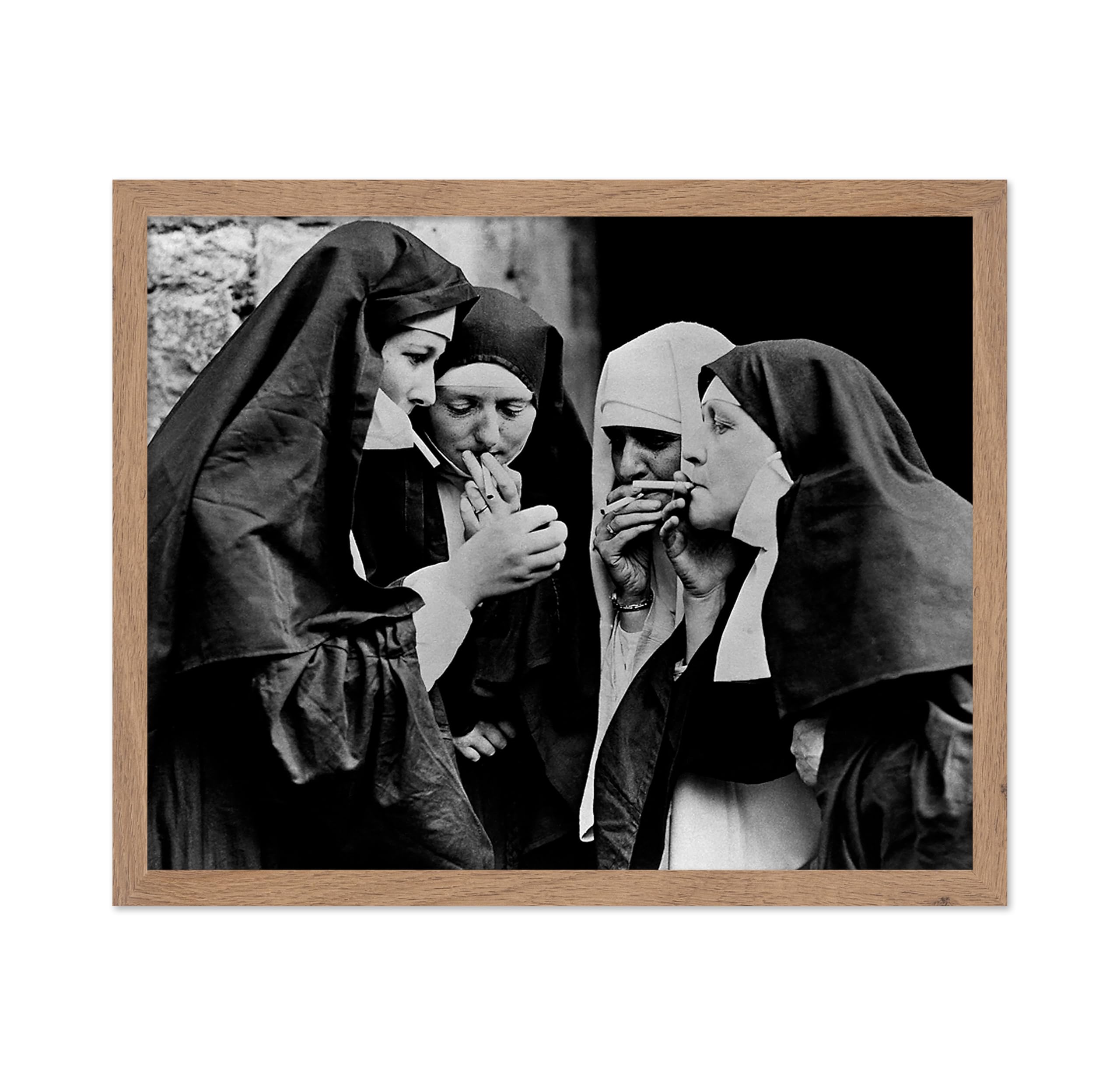 Poster Master Vintage Photograph Poster - Retro Feminist Print - Gift for Artist, Friend - Smoking Nuns, Lighting Cigarettes, Bl