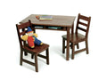 Lipper International Child's Rectangular Table with Shelves and 2 Chairs, Walnut Finish