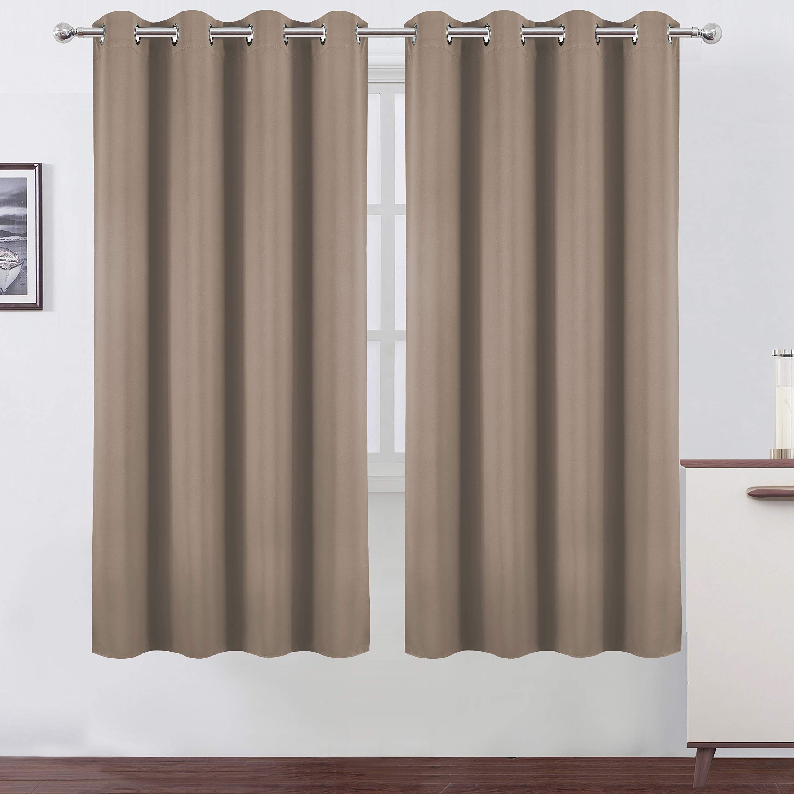 Lemomo Cappuccino Thermal Blackout Curtains/52 X 72 Inch/Set Of 2 Panels Room Darkening Curtains For Bedroom