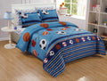 Chezmoi Collection 4Piece Kids/Teens Sports Comforter Set  Soft Microfiber Navy Blue Black Orange Red White Basketball Footbal