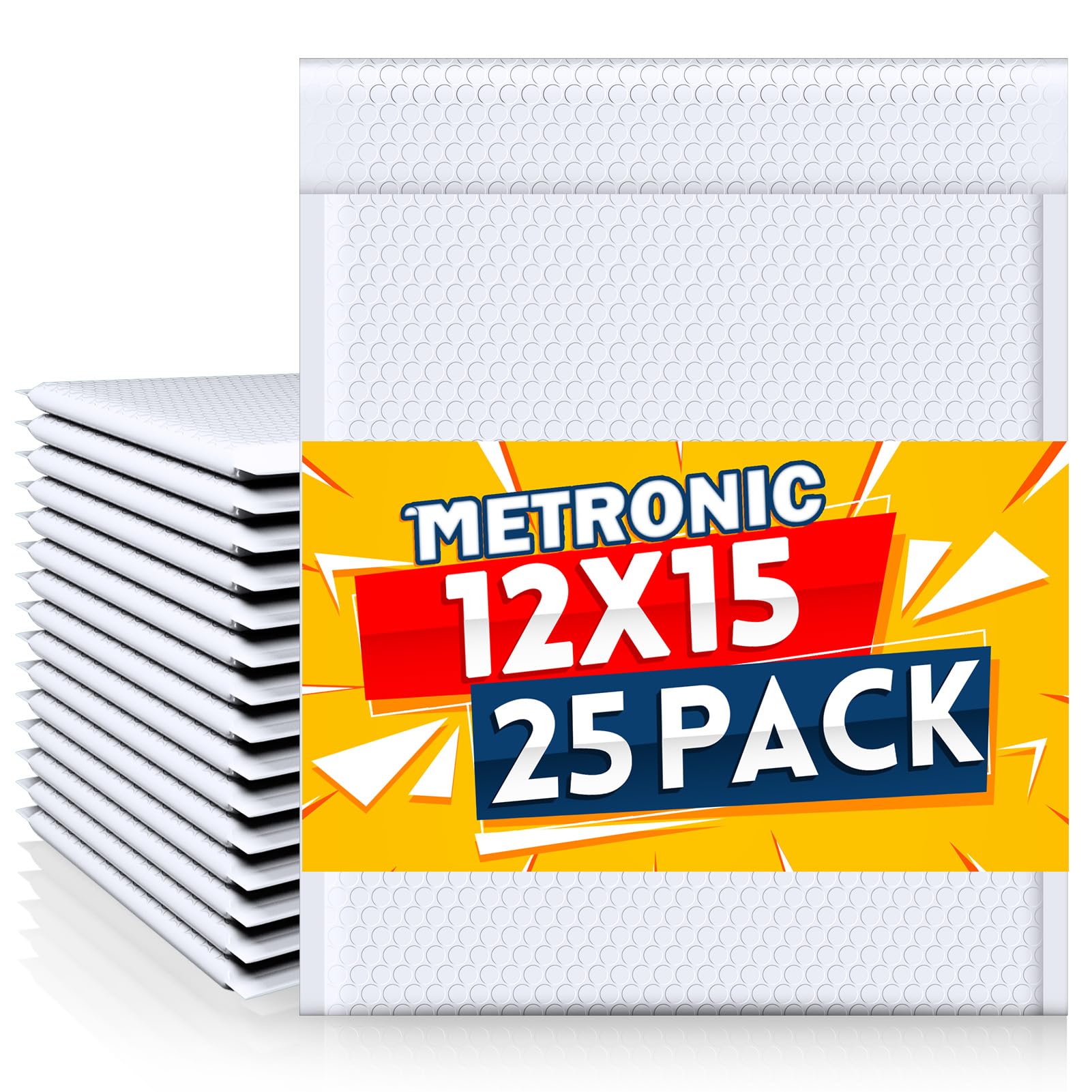 Metronic Large Bubble Mailers 12X15 Inch 25 Pack Waterproof Padded Envelopes White Bubble Envelopes Opaque Cushioning Mailer For