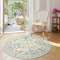 Wonnitar Floral Round Rugs 6ft, Boho Large Machine Washable Circle Rug, Low Pile Soft Flower Botanical Print Beige Round Carpet 