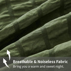 Avelom Dark Olive Green Seersucker Twin Comforter Set (68X90 Inches), 2 Pieces-100% Soft Washed Microfiber Lightweight Comforter With 1 Pillowcase, All Season Down Alternative Bedding Set