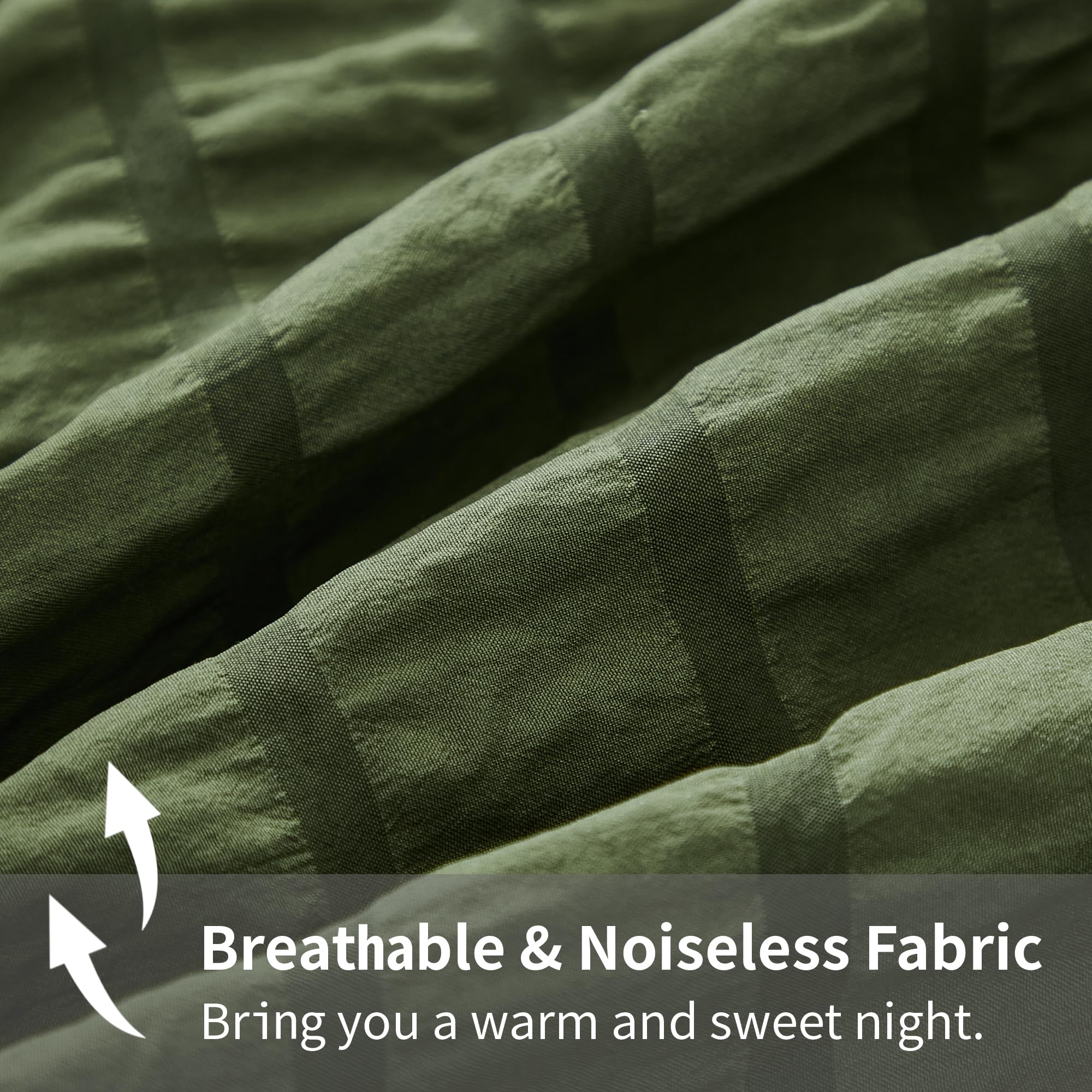 Avelom Dark Olive Green Seersucker King Comforter Set (104X90 Inches), 3 Pieces-100% Soft Washed Microfiber Lightweight Comforter With 2 Pillowcases, All Season Down Alternative Bedding Set