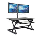 Rocelco 40 Large Height Adjustable Standing Desk Converter - Quick Sit Stand Up Dual Monitor Riser - Gas Spring Assist Computer 