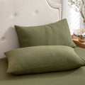 Pure Era Jersey Knit Pillowcases 100% T-Shirt Cotton Super Soft Comfy Breathable, Set Of 2, King 20' X 36', Solid Olive Green