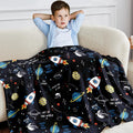 Wajade Toddler Fleece Space Blanket For Boys Kids 3D Space Rocket Planets Soft Throw Blanket Birthday Christmas Halloween Space