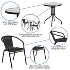 Flash Furniture TLH-071RD-037BK2-GG 23.75RD Black Patio Table Set, 23.75"