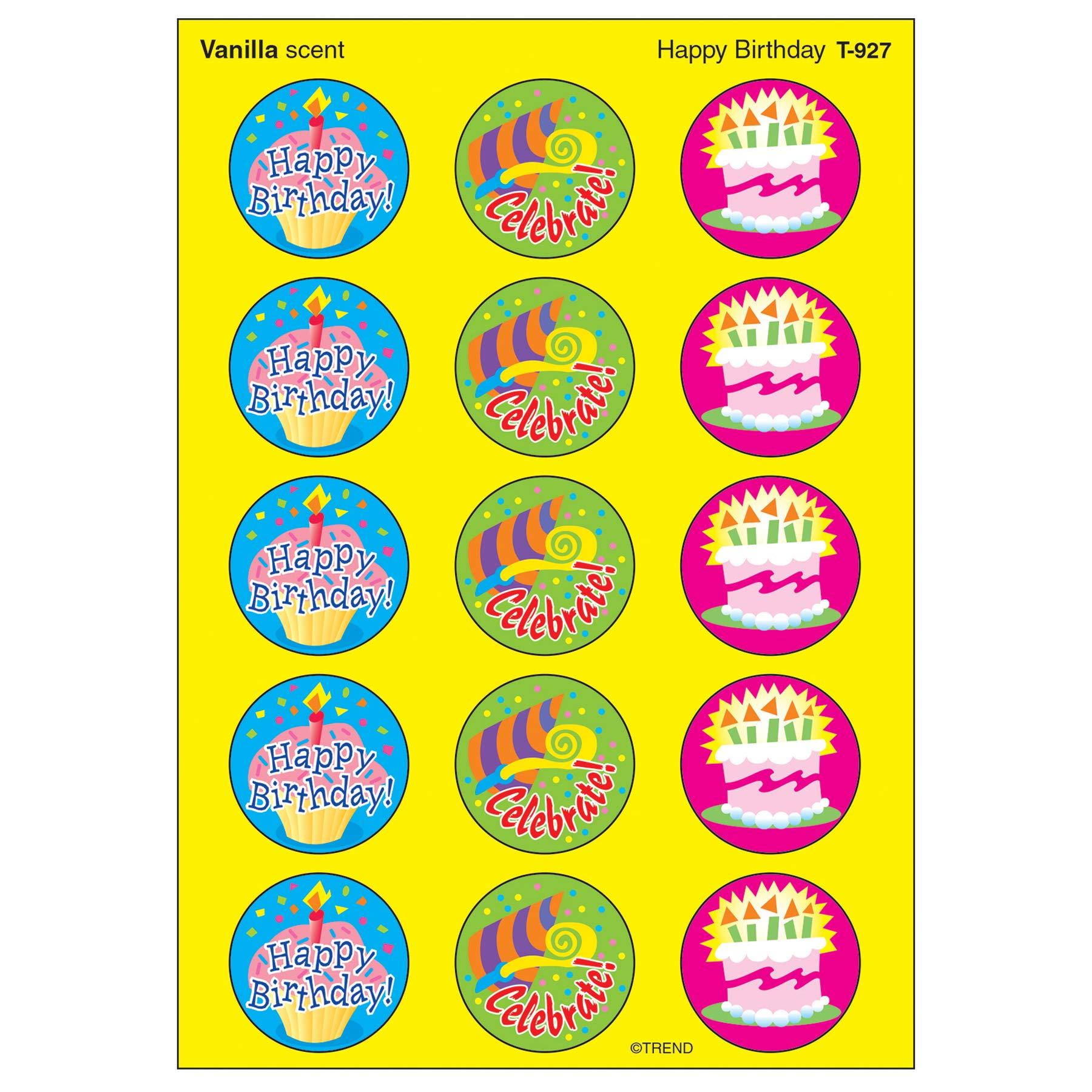 Trend Enterprises, Inc. Happy Birthday/Vanilla Stinky Stickers, 60 Ct.