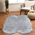 Latepis Grey Sheepskin Rug 4x6 Area Rug Bedside Rug Fluffy Rug Faux Fur Rug Shag Rug Carpets for Bedroom Living Room Playing Roo