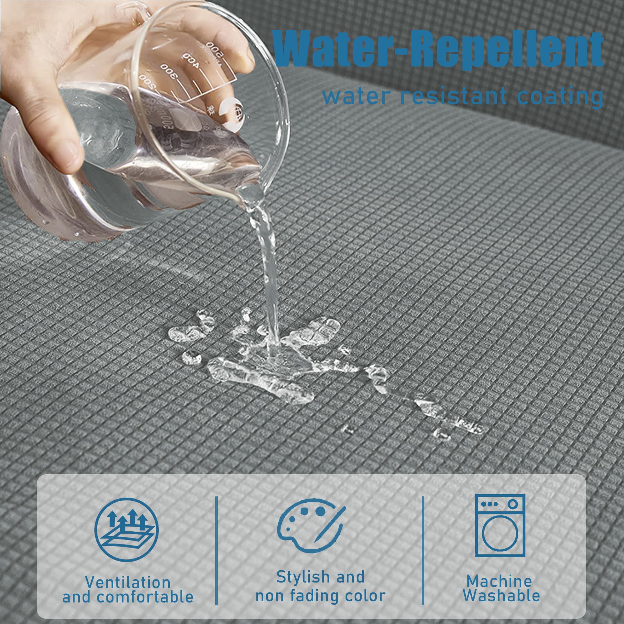 Nc Home Water Repellent Sofa Seat Cushion Covers High Stretch Furniture Protector (Sofa Cushion, Dove Grey)