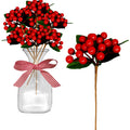 BANBERRY DESIGNS Red Berry Christmas Picks - Berry Sprays with Green Leaves - Approximately 18 Berries to Each Stem Cluster - Ho
