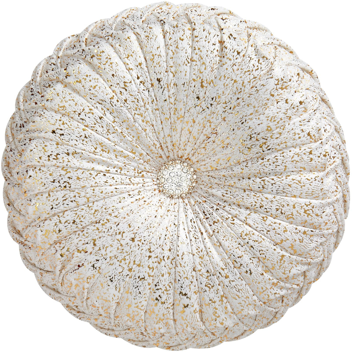 Eucior Round Throw Pillows,Gold And White Throw Pillows,Soft Spandex Velvet Fabric,Pumpkin Pleated Handmade White Round Velvet D