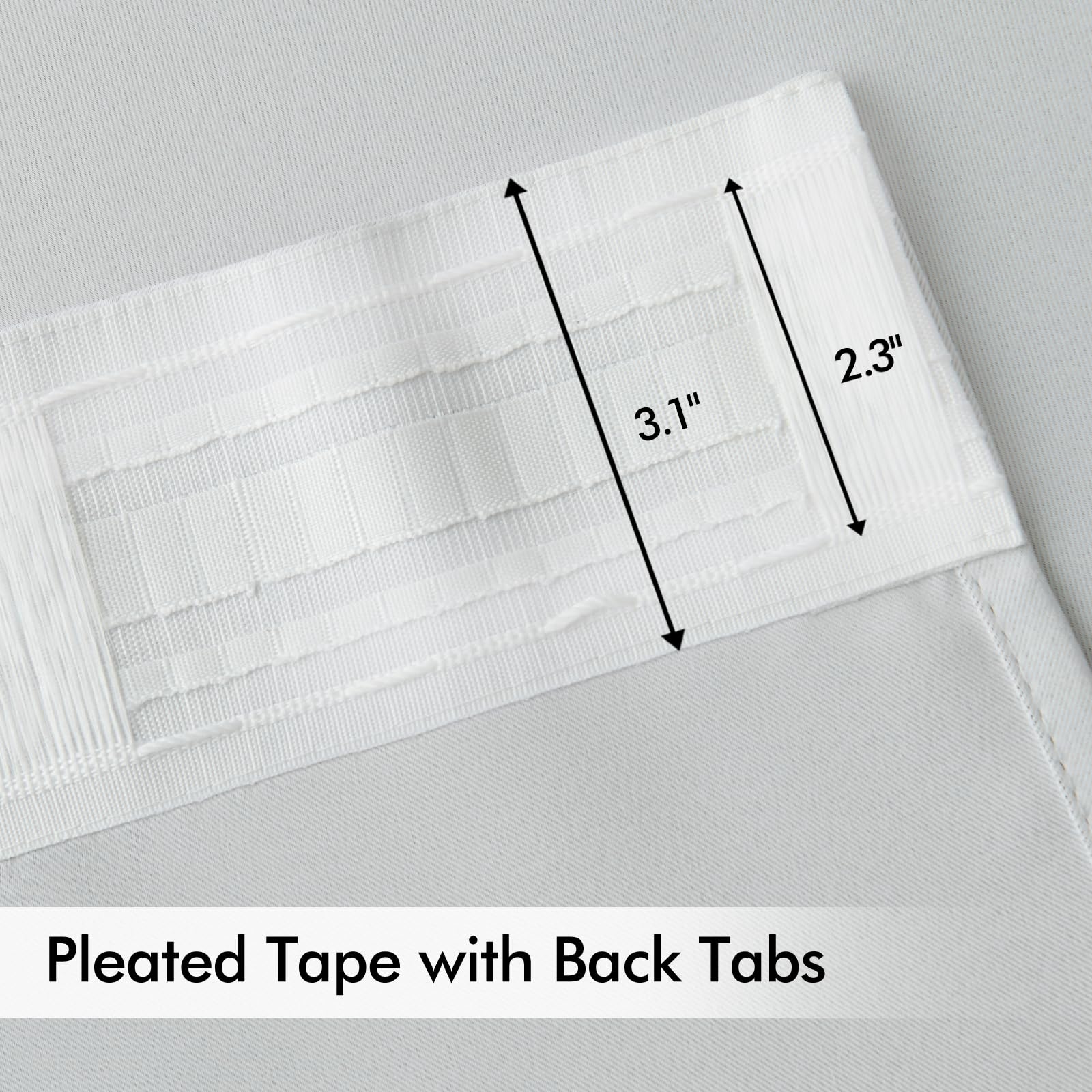 Miulee Back Tab Light Blocking Curtains 108 Inch Long 2 Panels Set For Living Room Bedroom Privacy, Greyish White Rod Pocket/Pinch Pleated Extra Long Thermal Insulated Room Darkening Blackout Drapes