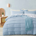 Oli Anderson Airy Blue Duvet Cover King Size - Pleated King Duvet Cover, 3Pcs Soft And Breathable Textured Bedding Set With Zipp