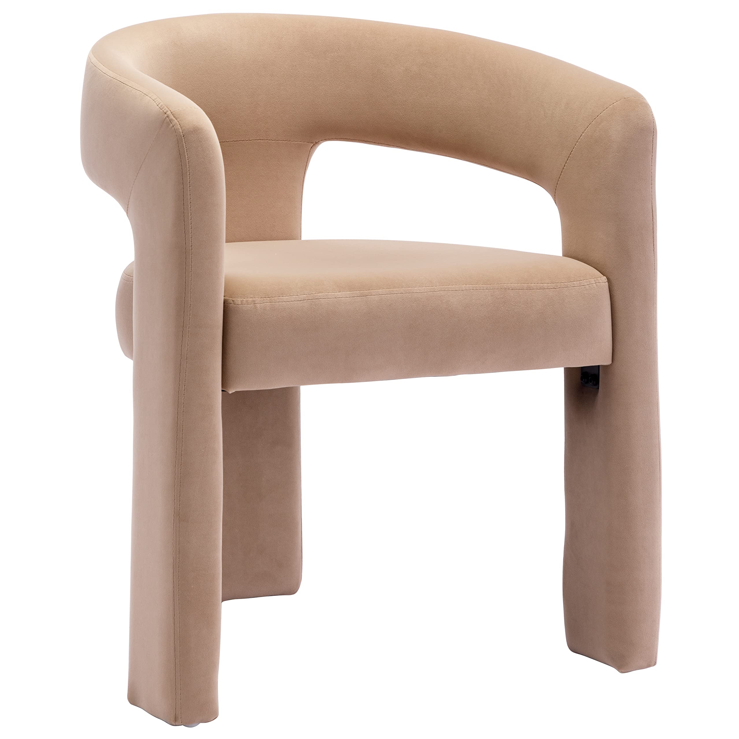 Rivova Modern Barrel Dining Chair, Velvet Upholstered Accent Side Chair With Arms Comfy Makeup Vanity Chair, Dining Living Room