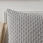 Kevin Textile 2 Packs Light Grey Decorative Throw Pillow Covers 26X26 Inch For Living Room Couch Bed Sofa Rustic Farmhouse Boho Home Decor Soft Striped Corduroy Square Cushion Case 66X66 Cm