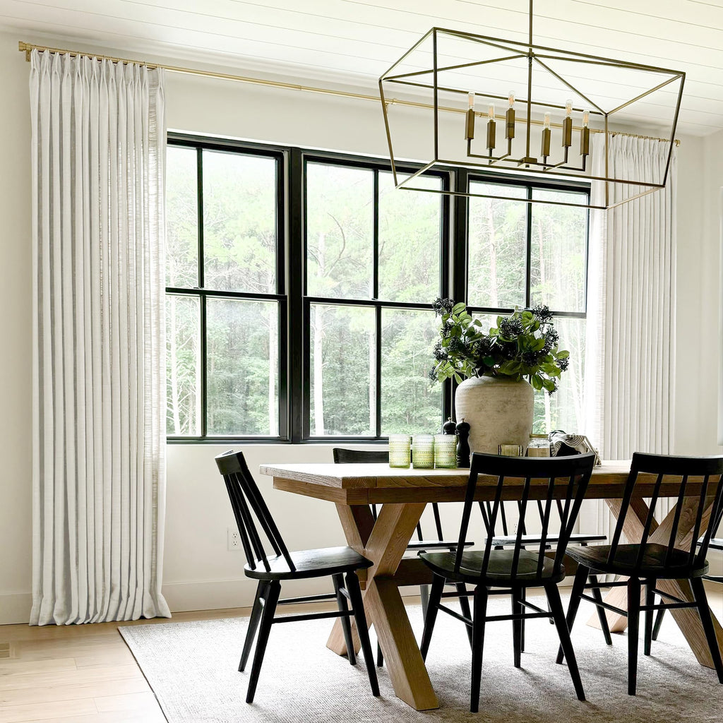 Twopages Double Layer Lined Pinch Pleated Curtain Beige White Linen Blend Light Filtering Room Darkening Curtain For Kitchen, Wi