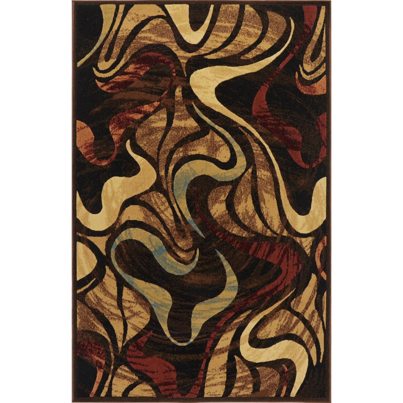 Home Dynamix Catalina Picasso Contemporary Artistic Swirl Area Rug, 19.6 in x 31.5 in, Black/Brown