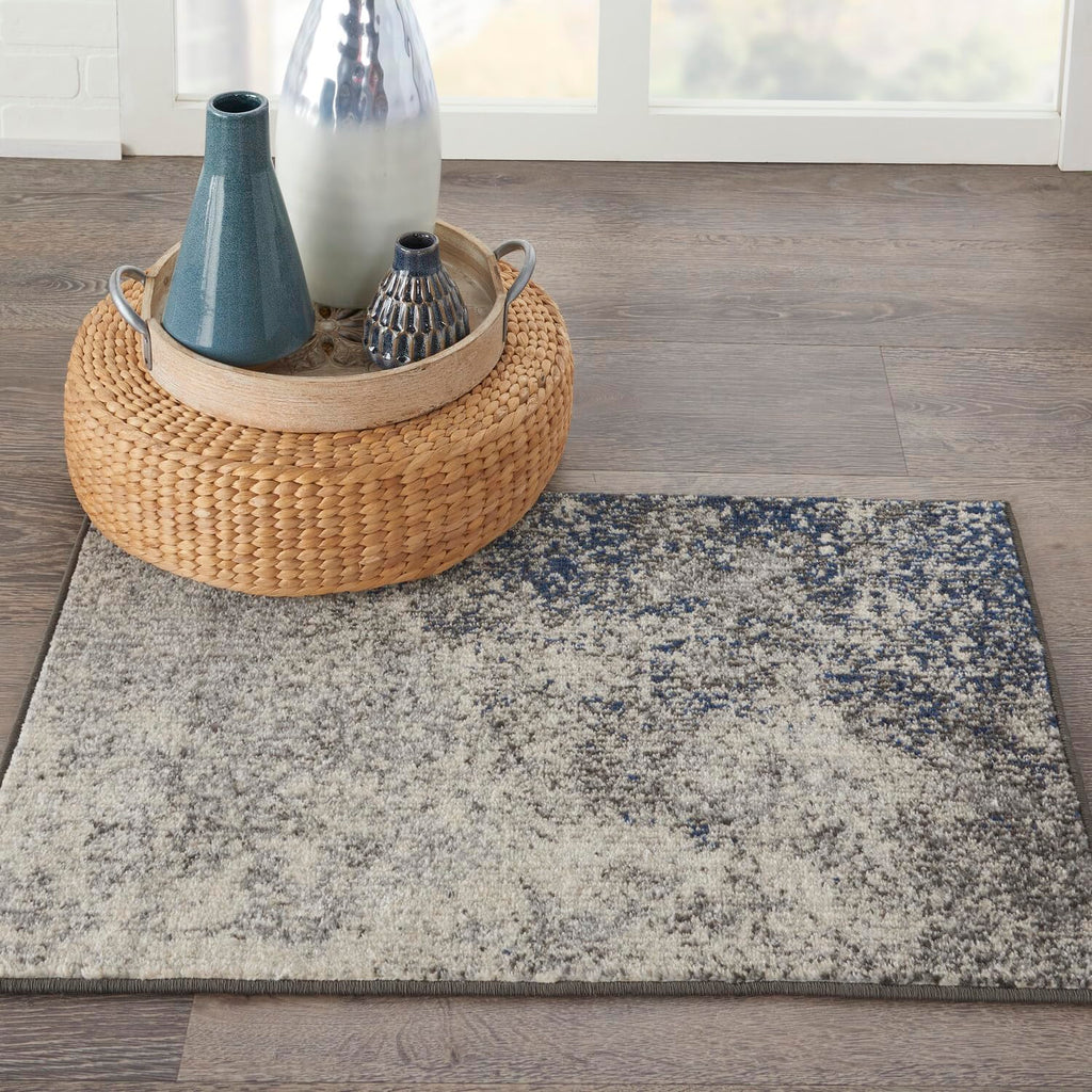 Nourison Passion Charcoal/Ivory 1'10'' X 2'10'' Area--Rug, Modern, Abstract, Easy--Cleaning, Non Shedding, Bed Room, Living Room