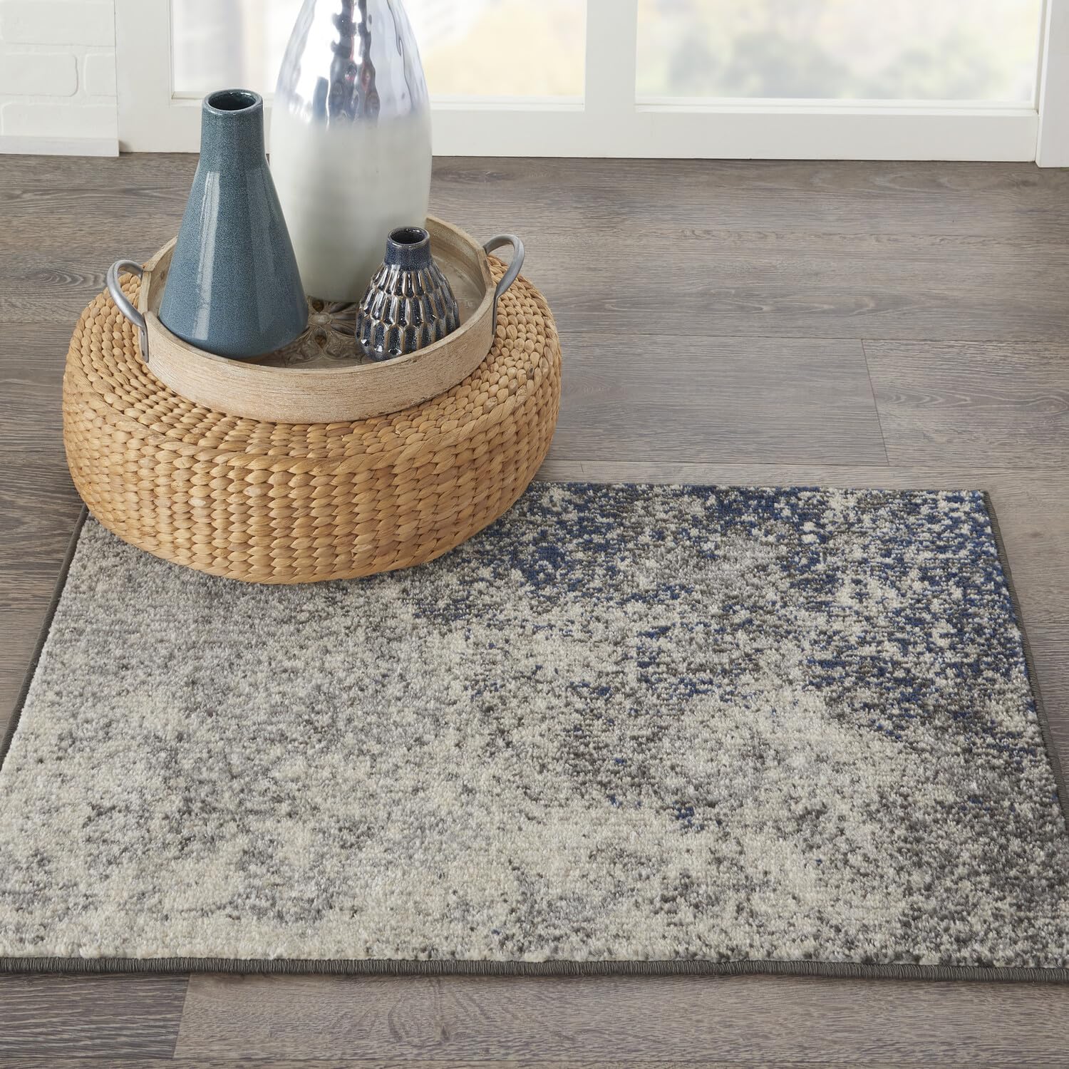 Nourison Passion Charcoal/Ivory 1'10'' X 2'10'' Area--Rug, Modern, Abstract, Easy--Cleaning, Non Shedding, Bed Room, Living Room