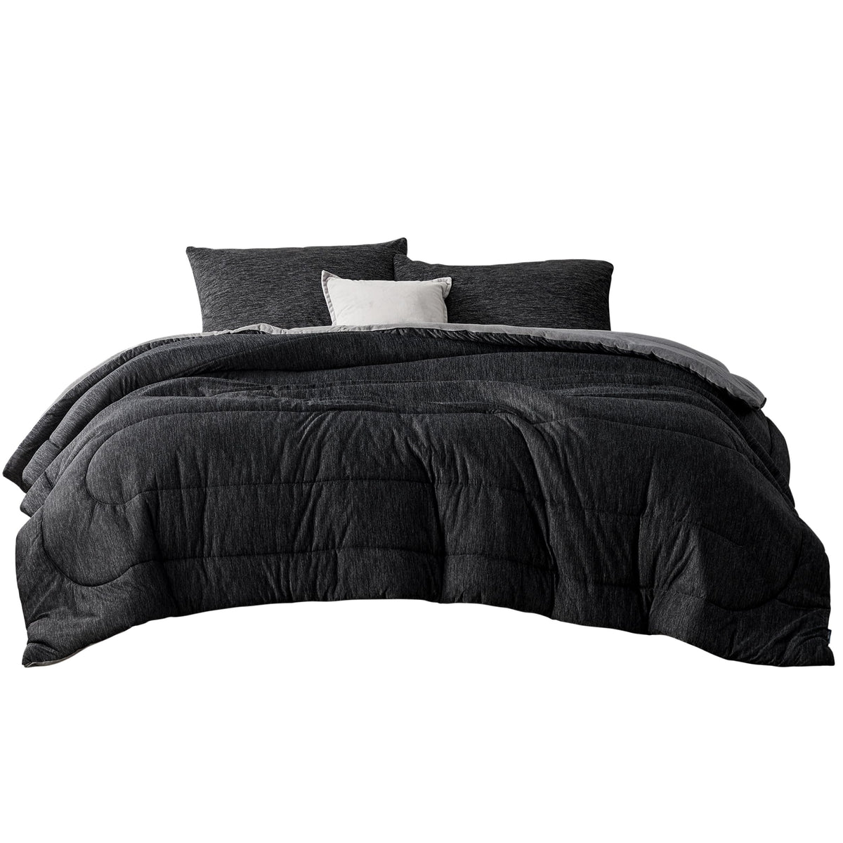 Bedsure Full Comforter Set - Cooling And Warm Bed Set, Charcoal Black Reversible All Season Cooling Comforter, 3 Pieces, 1 Full