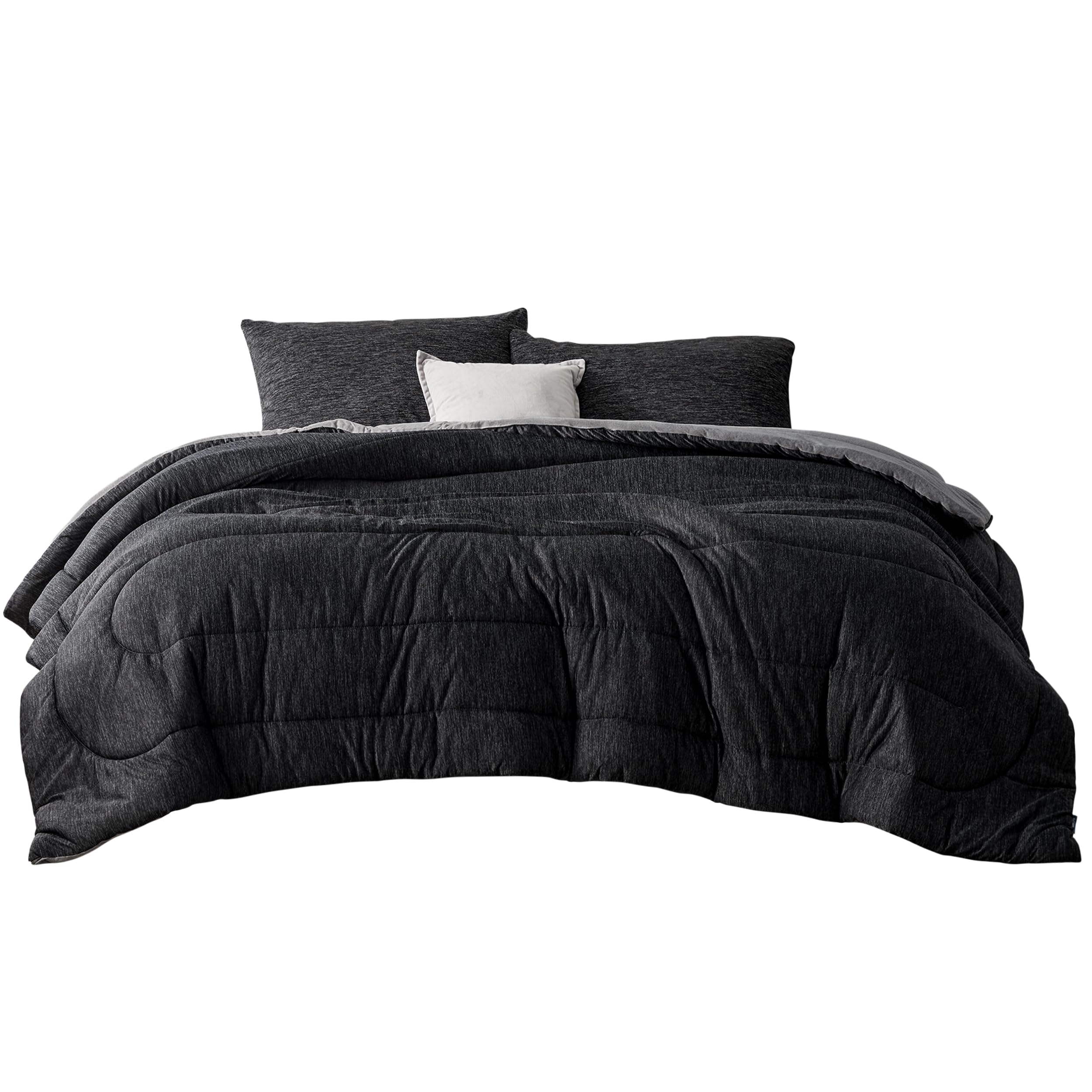 Bedsure Full Comforter Set - Cooling And Warm Bed Set, Charcoal Black Reversible All Season Cooling Comforter, 3 Pieces, 1 Full