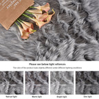 Orinova Shag Washable Area Rugs 8X10 Grey Fluffy Rug For Living Room Large Faux Sheepskin Shaggy Fur Area Rugs For Bedroom Nurse