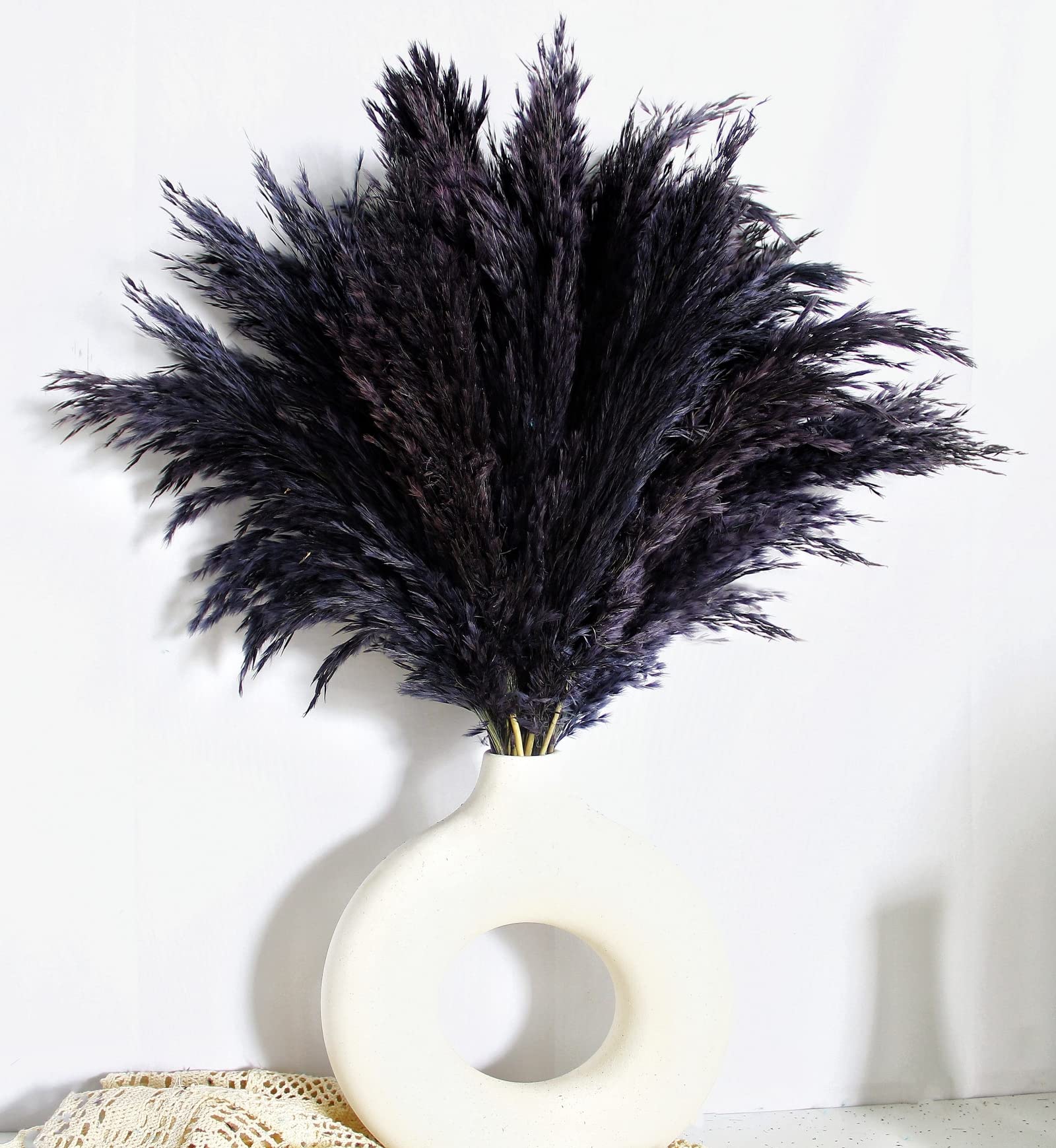 Black Pampas Grass For Home Decor - Elegant Boho Decor - Premium Quality Pampas Grass Stems - Perfect For House, Nursery, Wester