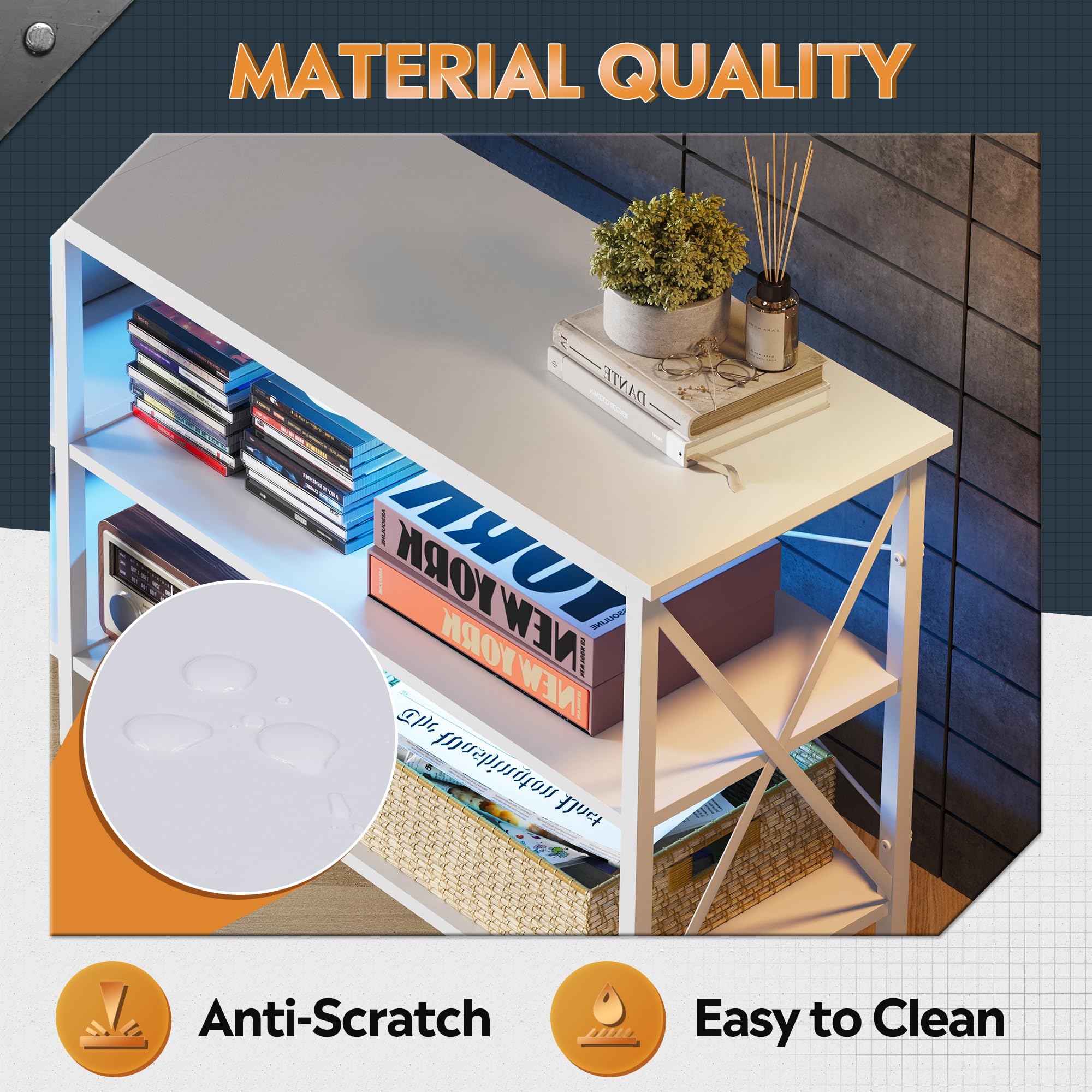 Wlive Tv Stand Up To 70 Inch Tv, 63' Entertainment Center With Led, Tv Media Console With 3-Tier Storage Shelves For Living Room And Bedroom, White