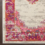 Nourison Passion Ivory/Fuchsia 3'9'' X 5'9'' Area-Rug, Boho, Traditional, Easy-Cleaning, Non Shedding, Bed Room, Living Room, Ha