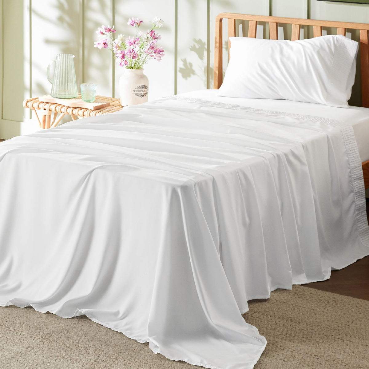 Bedsure Twin Sheets Set - 3 Pieces Soft Twin Bed Sheets - Breathable & Cooling - Hotel Luxury - Easy Care Polyester Microfiber B