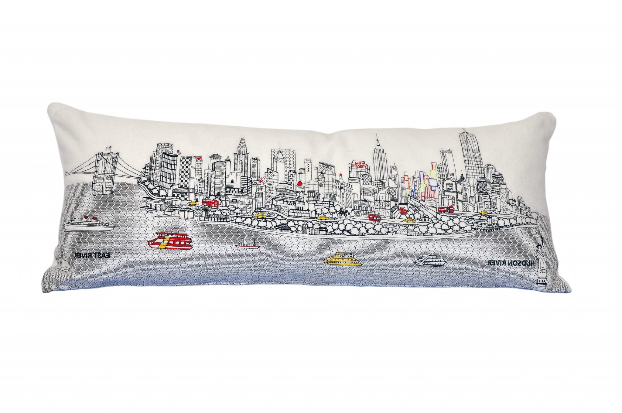 HomeRoots Cream 35' White NYC Daylight Skyline Lumbar Decorative Pillow